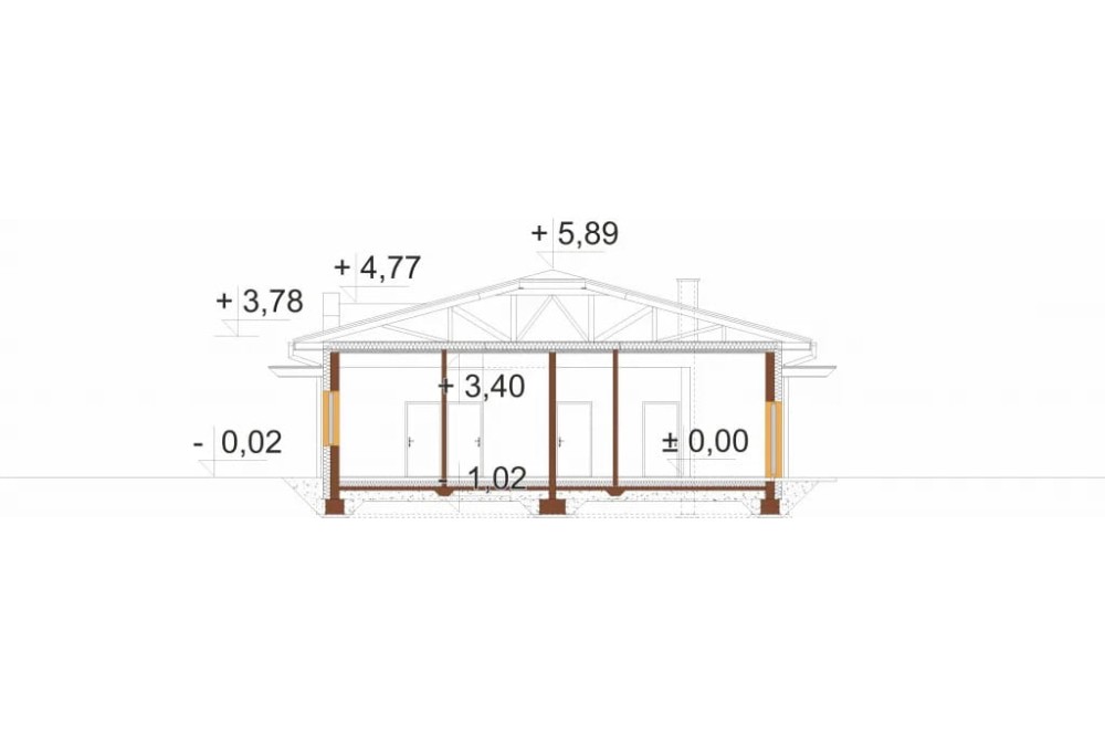 Projekt budynku LK-167 - przekrój A-A
