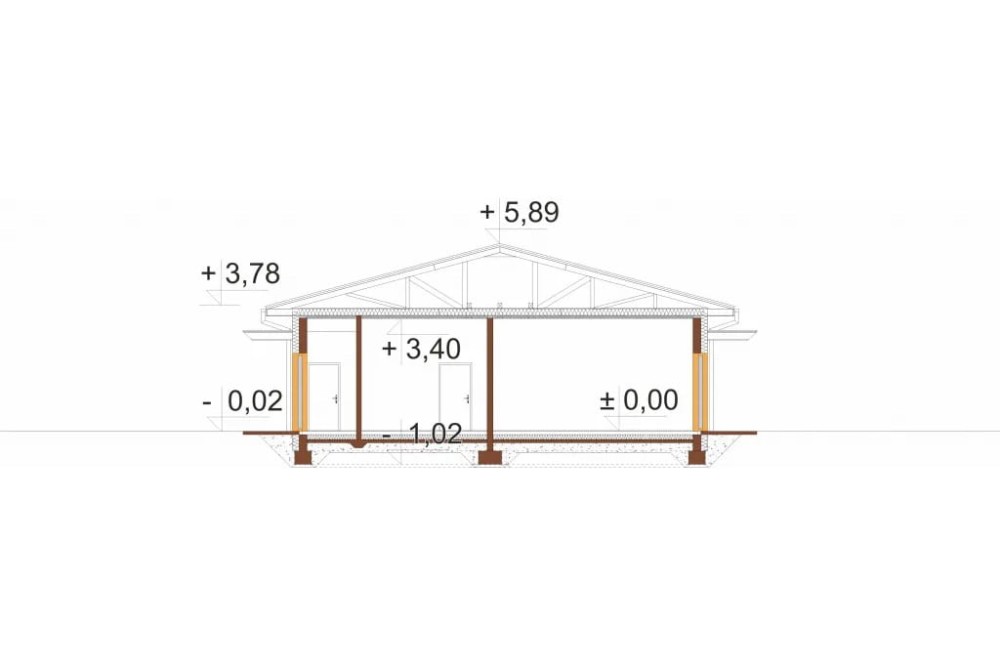 Projekt budynku LK-167 - przekrój B-B