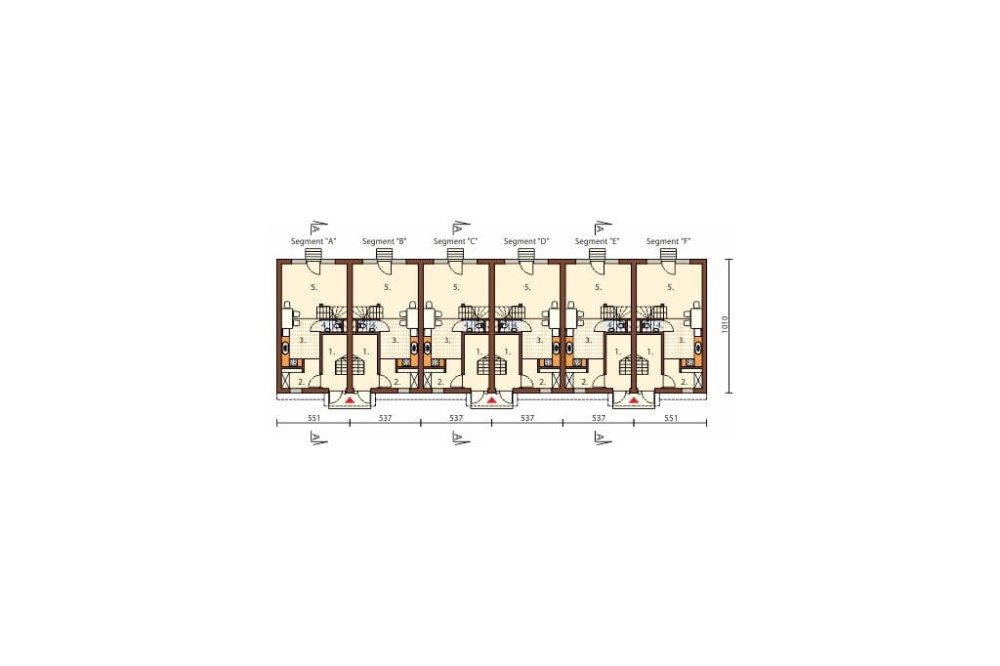 Projekt domu Budynek w zabudowie szeregowej DM-6491, piętrowy, wielorodzinny, tradycyjny, bez garażu, bez podpiwniczenia, w zabudowie szeregowej -rzut parteru