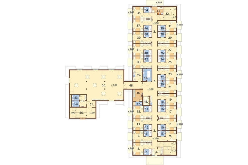 Projekt domu opieki dla osób starszych LK-143, budynek dwukondygnacyjny, bez podpiwniczenia - rzut poddasza