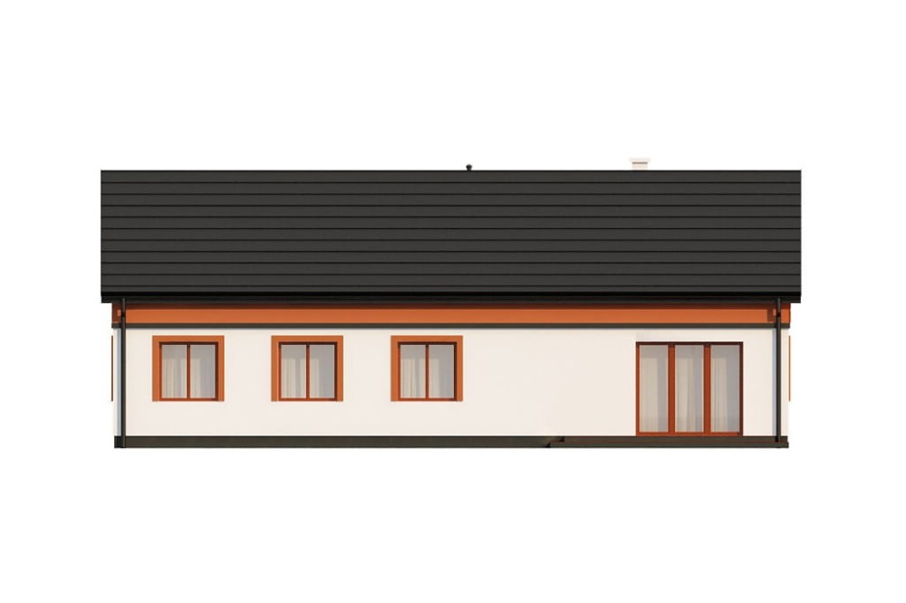 Projekt domu Oczarów 2 L-6591, parterowy, jednorodzinny, tradycyjny, bez garażu, bez podpiwniczenia -elewacja ogrodowa