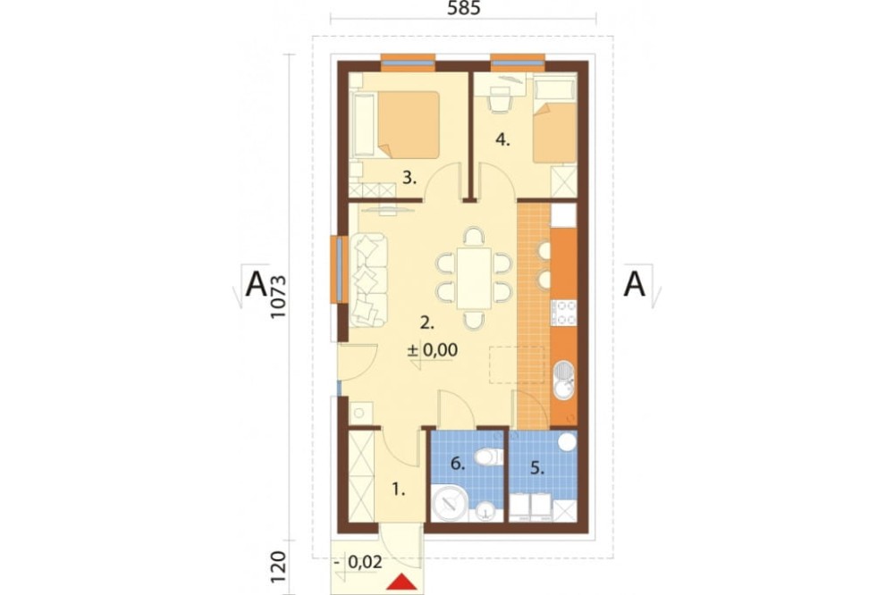 Projekt domu Laudis 2 L-6876, parterowy, bez garażu, bez podpiwniczenia - rzut parteru