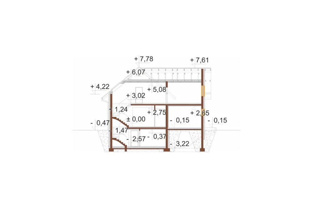 Projekt budynku DM-6889 - przekrój A-A