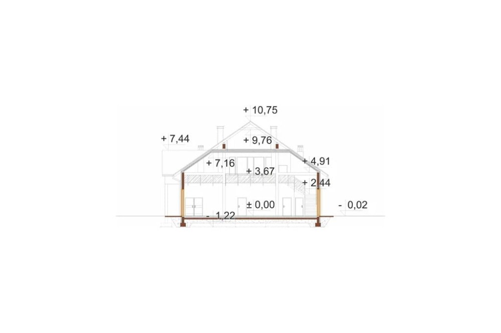 Projekt budynku LK-172 - przekrój A-A