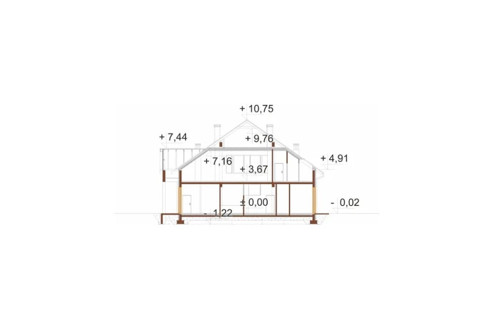 Projekt budynku LK-172 - przekrój B-B