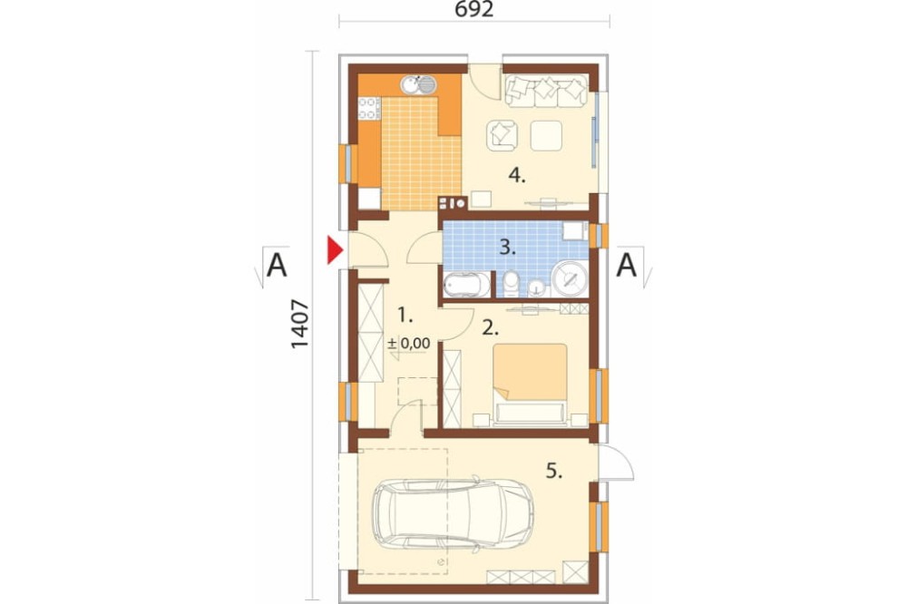 Projekt budynku L-6884 - rzut parteru
