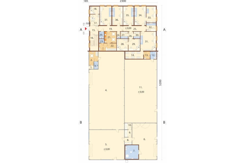 Projekt budynku LK-170 - rzut parteru