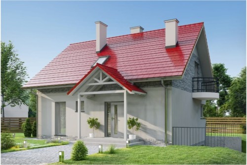 Projekt domu Eneva tech. DM-6725 tech.,parterowy z poddaszem użytkowym i podpiwniczeniem, jednorodzinny, tradycyjny, z garażem-kolorystyka wersja 2