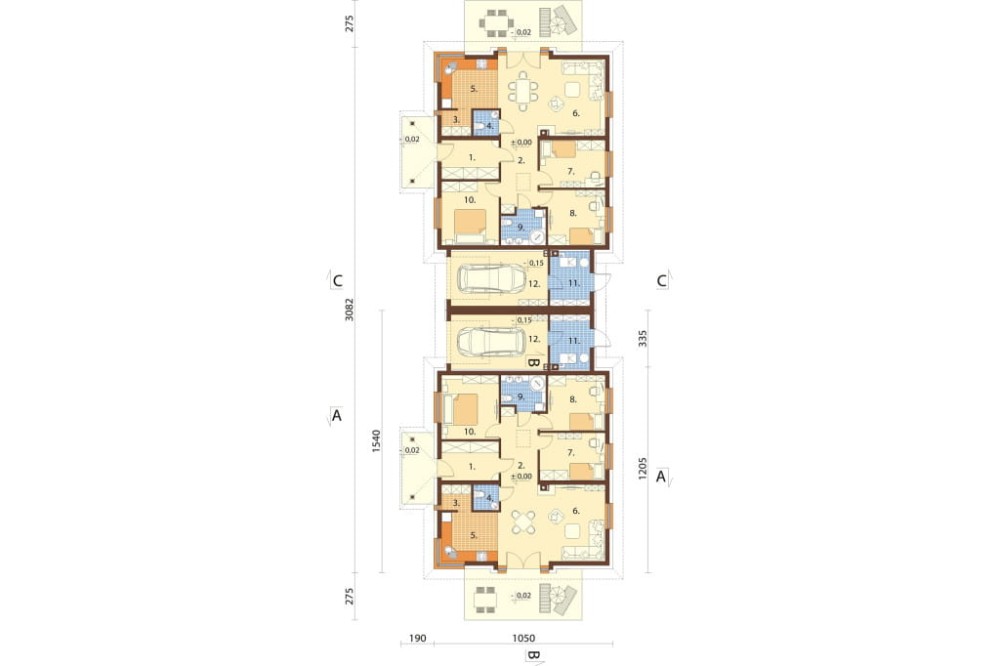 Projekt domu Ercor BL 2  L-6877 BL, parterowy, niepodpiwniczony, z garażem - rzut parteru