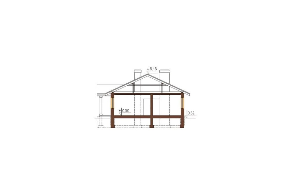 Projekt domu L-6302 - przekrój A-A