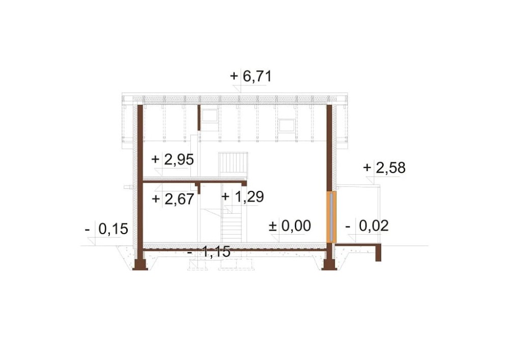 Projekt domu DM-6774 - przekrój B-B