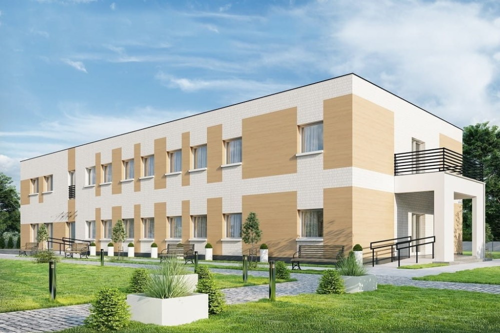 Projekt budynku terapeutycznego LK-138, niepodpiwniczony i posiada dwie kondygnację nadziemne: parter i piętro-kolorystyka wersja 3