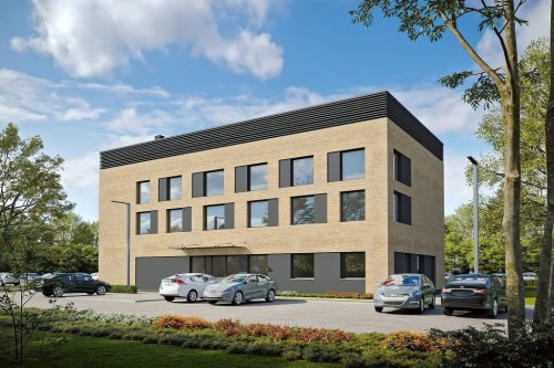 Projekt centrum sportu LK-137, dwukondygnacyjny (parter i piętro), bez garażu i piwnicy-kolorystyka wersja 1