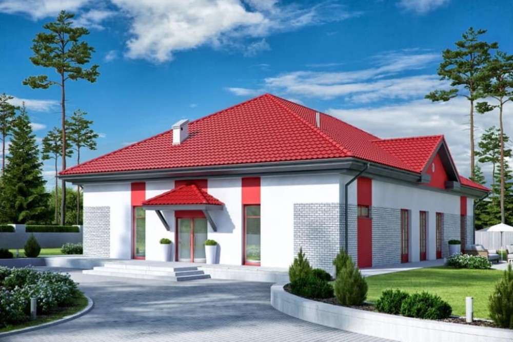 Projekt basenu LK-88, parterowy, bez podpiwniczenia, bez garażu - kolorystyka wersja 3