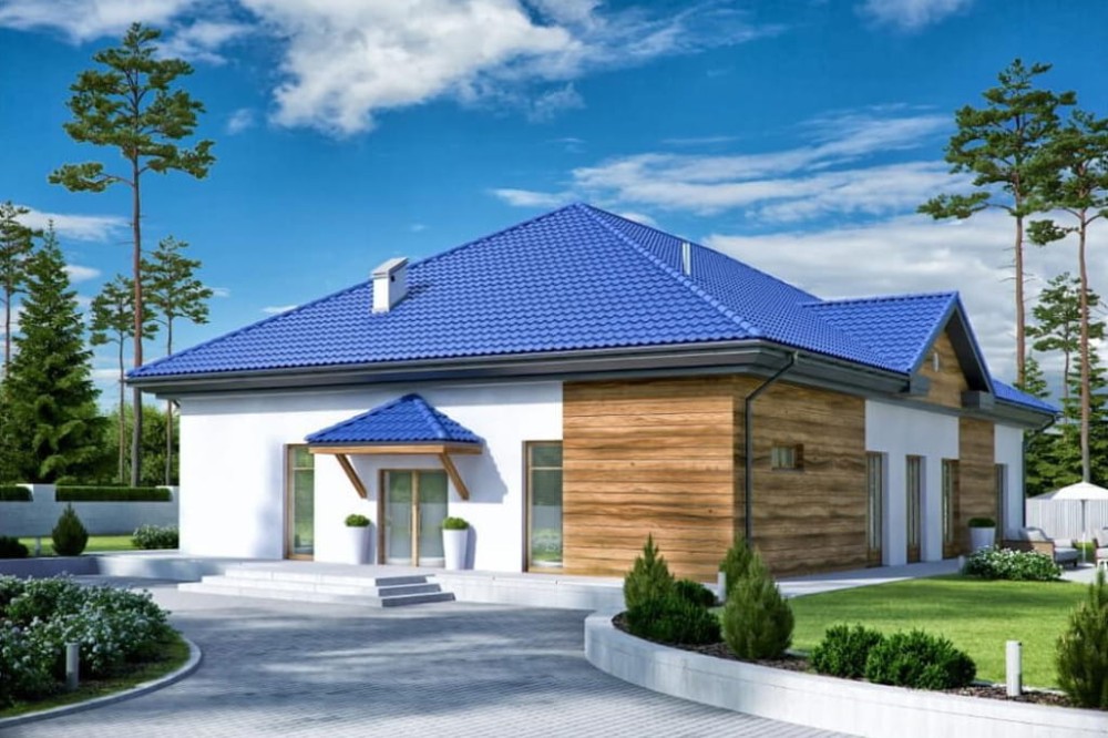 Projekt basenu LK-88, parterowy, bez podpiwniczenia, bez garażu - kolorystyka wersja 4