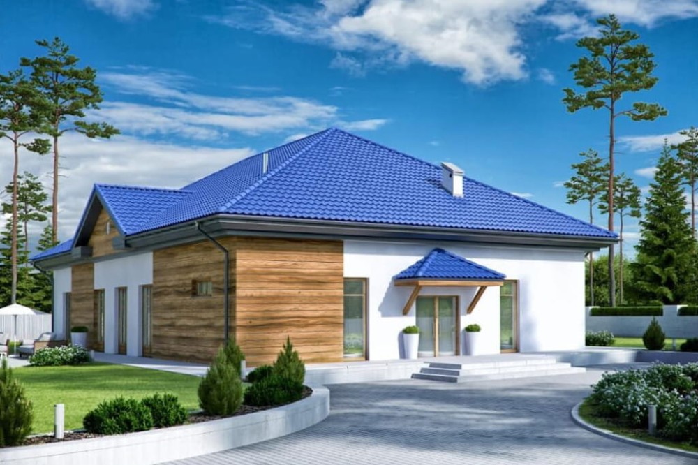 Projekt basenu K-88, parterowy, bez podpiwniczenia, bez garażu - kolorystyka wersja 4