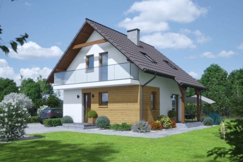 Projekt domu Tarentis tech. DM-6739 tech.,parterowy z poddaszem użytkowym, jednorodzinny, bez garażu, bez podpiwniczenia-kolorystyka wersja 1