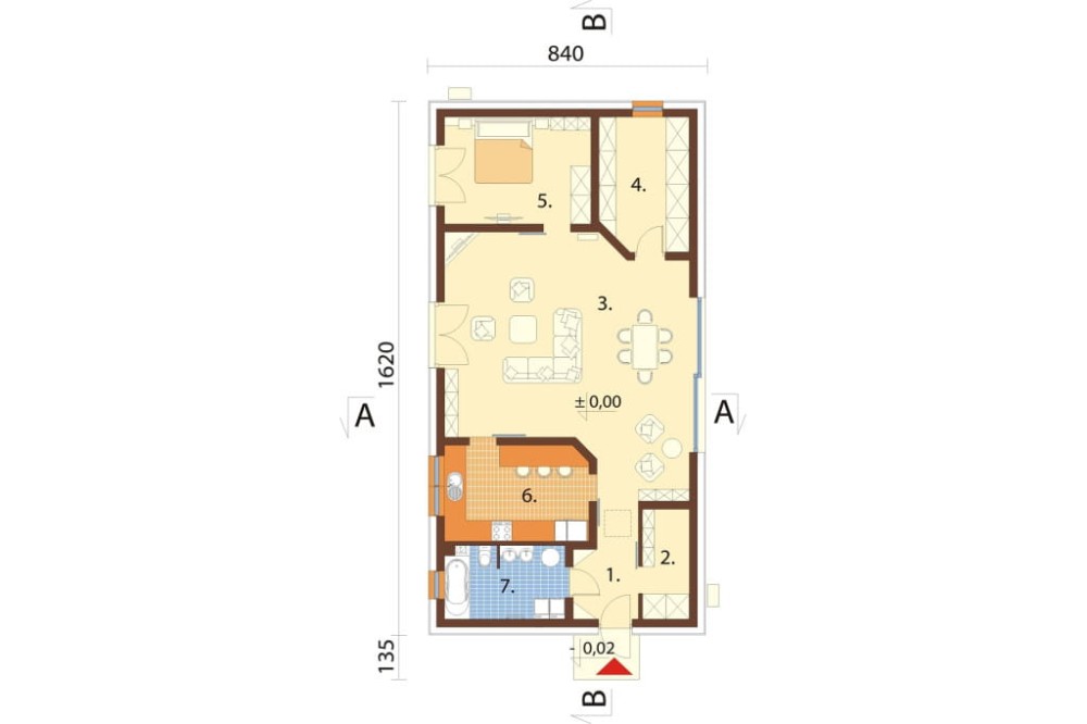 Projekt domu Tingo 2 L-6840, parterowy, bez garażu, bez podpiwniczenia - rzut parteru