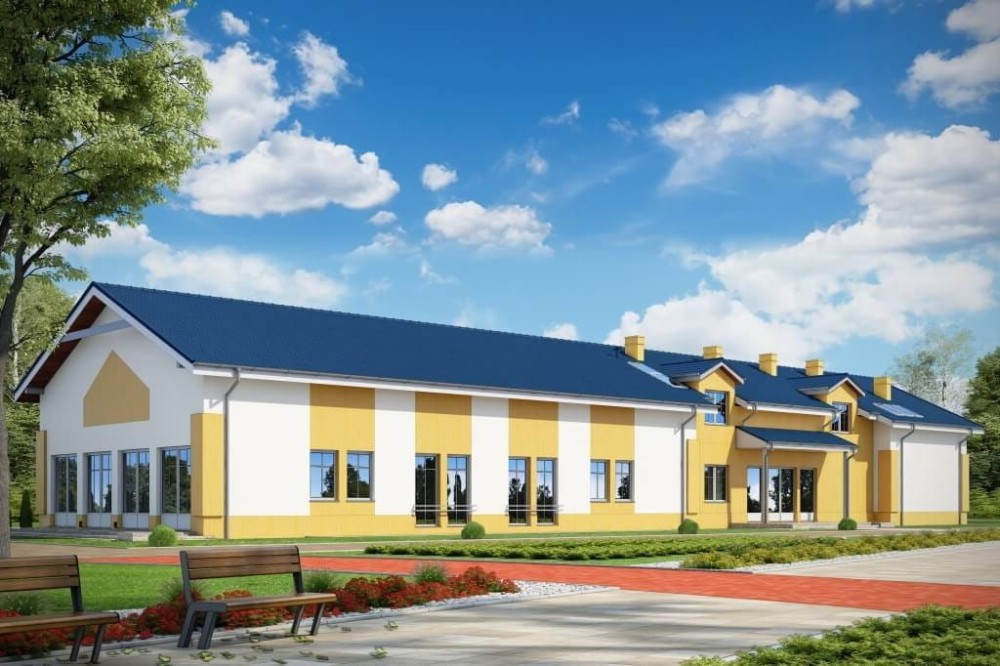 Projekt budynku gastronomicznego z zapleczem noclegowym LK-110, niepodpiwniczony z parterem i poddaszem użytkowym-kolorystyka wersja 1