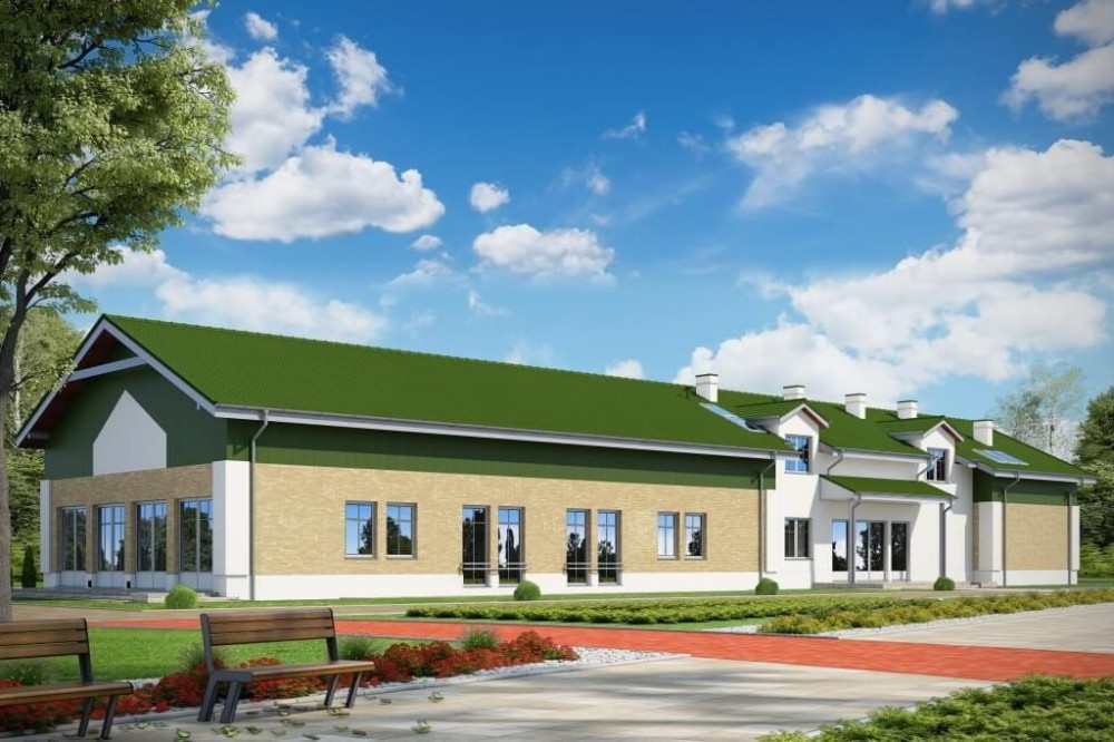 Projekt budynku gastronomicznego z zapleczem noclegowym LK-110, niepodpiwniczony z parterem i poddaszem użytkowym-kolorystyka wersja 3
