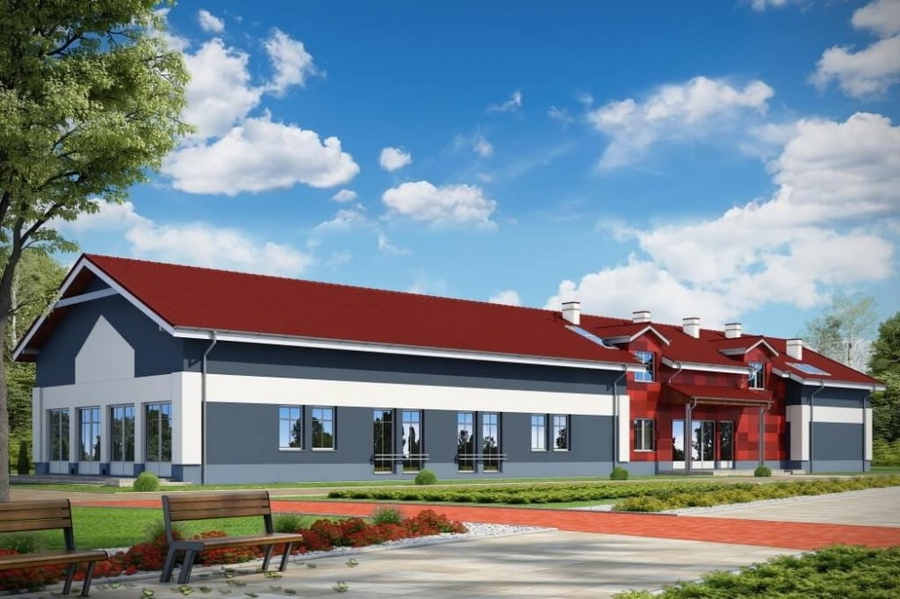 Projekt budynku gastronomicznego z zapleczem noclegowym LK-110, niepodpiwniczony z parterem i poddaszem użytkowym-kolorystyka wersja 4