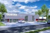 Projekt salonu samochodowego K-106, z antresolą, bez podpiwniczenia-kolorystyka wersja 4