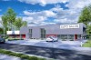 Projekt salonu samochodowego LK-106, z antresolą, bez podpiwniczenia-kolorystyka wersja 4