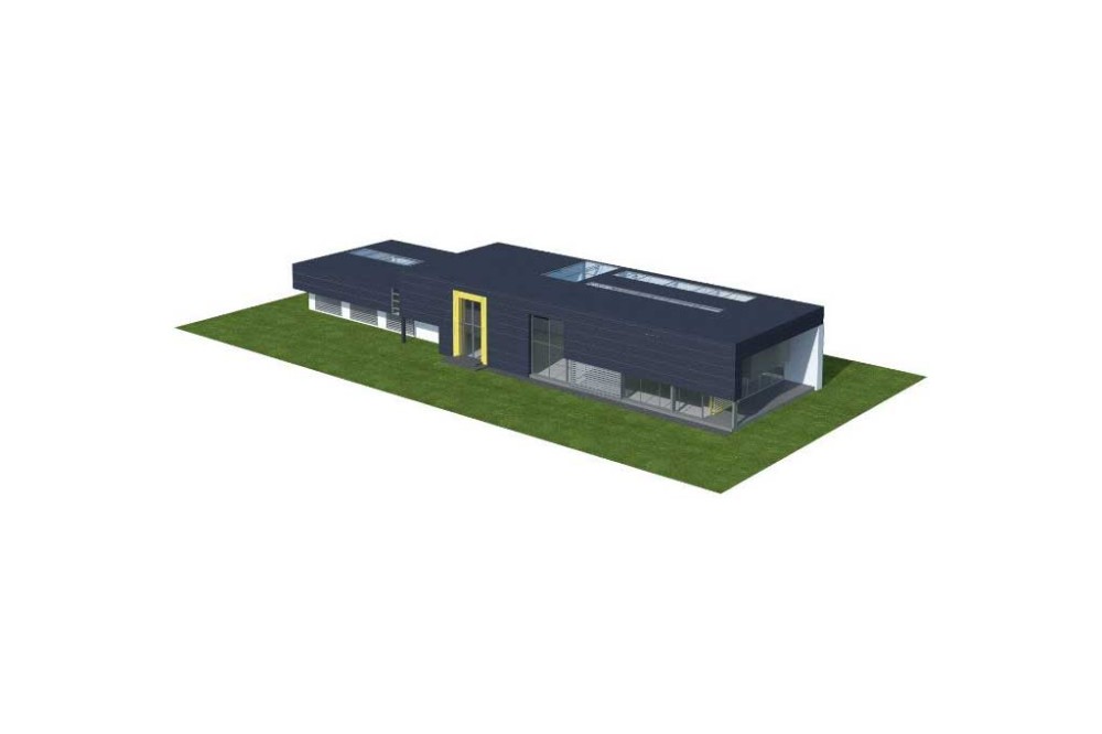 Projekt salonu samochodowego LK-106, z antresolą, bez podpiwniczenia - model