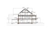 Projekt hotelu LK-97, dwukondygnacyjny ze strychem nieużytkowym, niepodpiwniczony - przekrój A-A