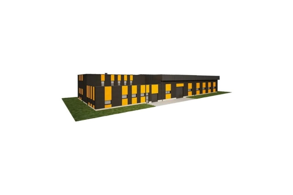Projekt budynku biurowo - warsztatowo - magazynowego LK-91, piętrowy, niepodpiwniczony - model