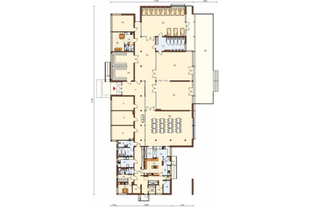 Projekt budynku przedszkola LK-44, parterowy, bez podpiwniczenia - rzut parteru