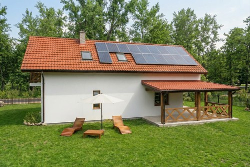 Projekt domu Etorium DM-6778,  parterowy, z poddaszem użytkowym, niepodpiwniczony, bez garażu - wizualizacja elewacji ogrodowej
