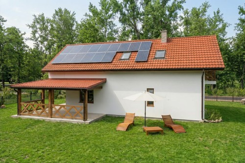 Projekt domu Etorium 2 tech. L-6778 tech.,  parterowy, z poddaszem użytkowym, niepodpiwniczony, bez garażu - wizualizacja elewacji ogrodowej