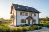 Projekt domu Ecoru tech. DM-6897 tech., jednorodzinny, dwulokalowy piętrowy z nieużytkowym poddaszem, bez podpiwniczenia i garażu - wizualizacja elewacji lewej