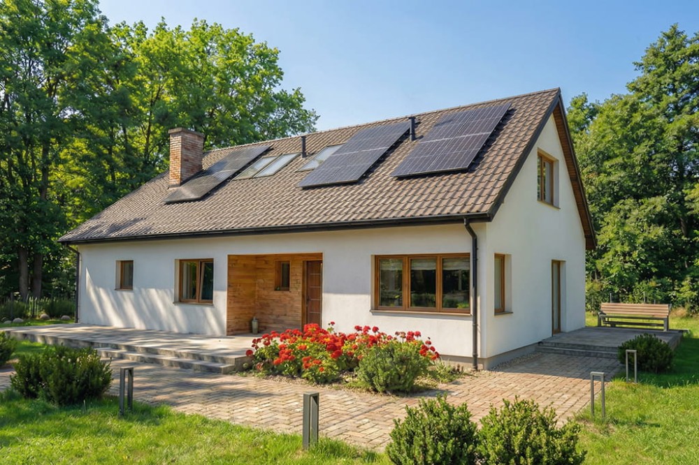 Projekt domu Halcino 2 L-6835, parterowy z poddaszem użytkowym, jednorodzinny, bez piwnicy, bez garażu - wizualizacja elewacji frontowej
