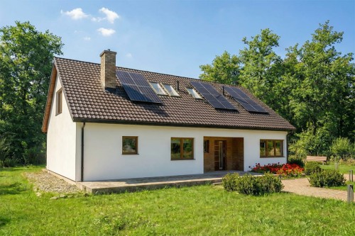 Projekt domu Halcino 2 L-6835, parterowy z poddaszem użytkowym, jednorodzinny, bez piwnicy, bez garażu - wizualizacja elewacji