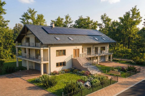 Projekt domu Napoca 2 L-6823, parterowy z poddaszem mieszkalnym, bez podpiwniczenia  - wizualizacja elewacji ogrodowej