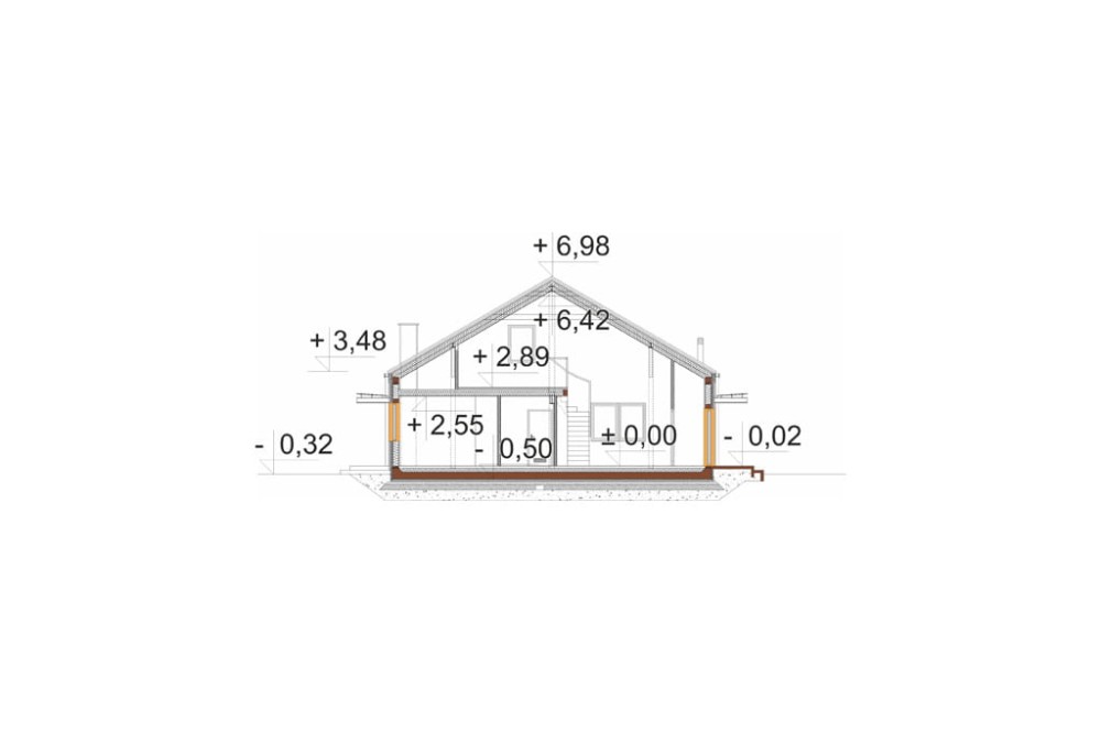 Projekt domu L-6917 - przekrój A-A