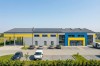 Projekt budynku magazynowo - handlowego K-160, parterowy, bez podpiwniczenia, bez garażu - wizualizacja elewacji frontowej