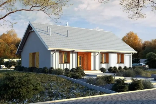 Projekt domu Celozja E DM-6616 E, parterowy, niepodpiwniczony, bez garażu - wizualizacja elewacji