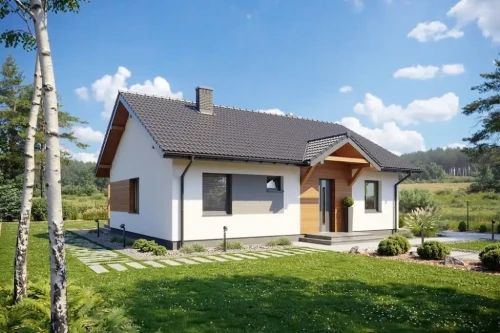 Projekt domu Briga DM-6698, parterowy, niepodpiwniczony, bez garażu - wizualizacja elewacji