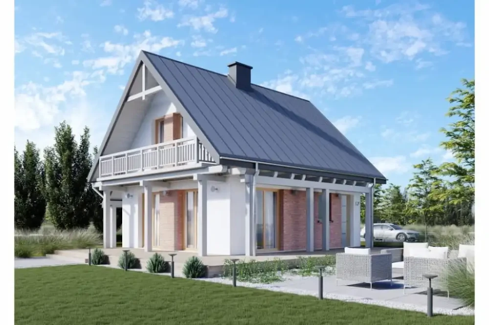Projekt domu Biforis DM-6700, parterowy z poddaszem użytkowym, niepodpiwniczony i bez garażu - wizualizacja elewacji
