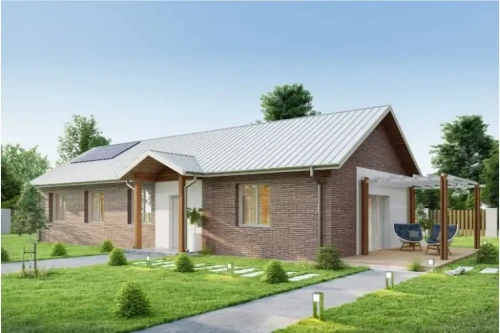 Projekt domu Almus DM-6743, parterowy, niepodpiwniczony, bez garażu - wizualizacja elewacji