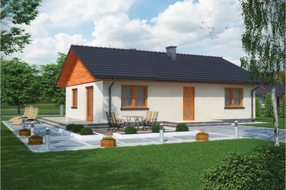 Projekt domu Rychnów N tech. DM-6302 N tech., parterowego, jednorodzinnego, bez garażu, bez podpiwniczenia - kolorystyka wersja 2