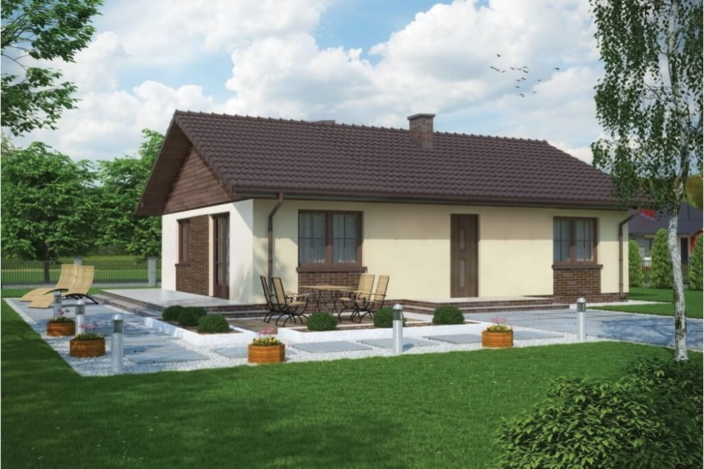 Projekt domu Rychnów N tech. DM-6302 N tech., parterowego, jednorodzinnego, bez garażu, bez podpiwniczenia - kolorystyka wersja 3