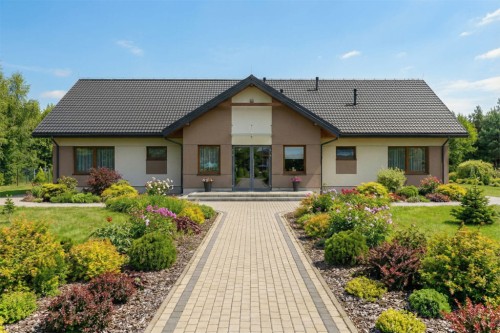 Projekt restauracji K-01 D, parterowy, niepodpiwniczony, bez garażu - wizualizacja elewacji