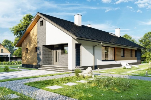 Projekt domu Moranto tech. DM-6779 tech., parterowy, jednorodzinny, tradycyjny, bez garażu, bez podpiwniczenia - kolorystyka wersja 2