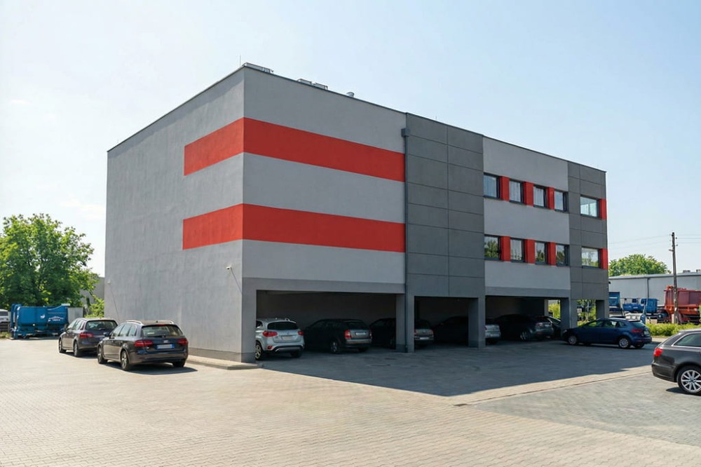 Projekt budynku usługowo-biurowego LK-131 B, 3 kondygnacyjny, niepodpiwniczony  - wizualizacja elewacji prawej