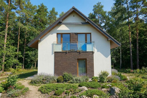 Projekt domu Kassania BG tech. DM-6739 BG tech., parterowy z poddaszem użytkowym, jednorodzinny - wizualizacja elewacji ogrodowej