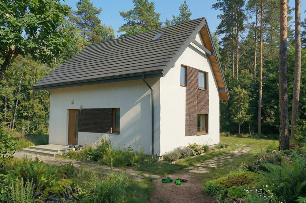 Projekt domu Kassania BG  2 L-6739 BG, parterowy z poddaszem użytkowym, jednorodzinny - wizualizacja elewacji frontowej